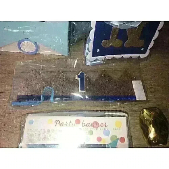 Birthday Decorations Baby 1st Birthday Decorations Blue Gold New Highchair Tutu - Picture 5 of 7